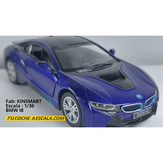 BMW i8, Kinsmart, Escala 1-36 AZUL 