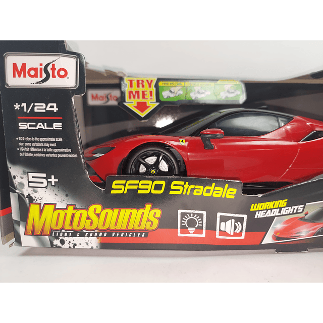 FERRARI SF90 STRADALE CON LUCES Y SONIDOS Esc 1/24 Marca: MAISTO