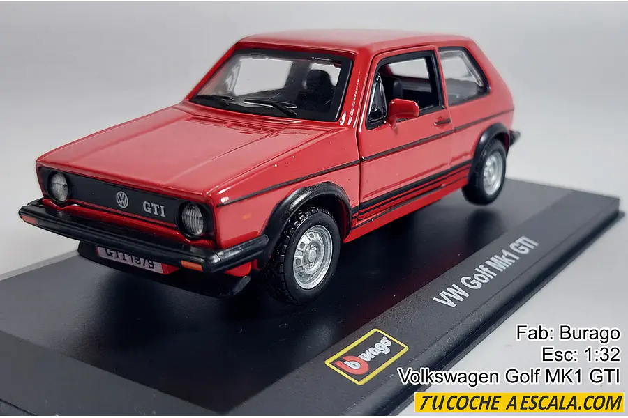 Volkswagen Golf ROJO MARCA BURAGO, Escala 1-32