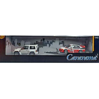 MITSUBISHI MONTERO CON MITSUBISHI LANCER , Escala 1/43, Marca Cararama