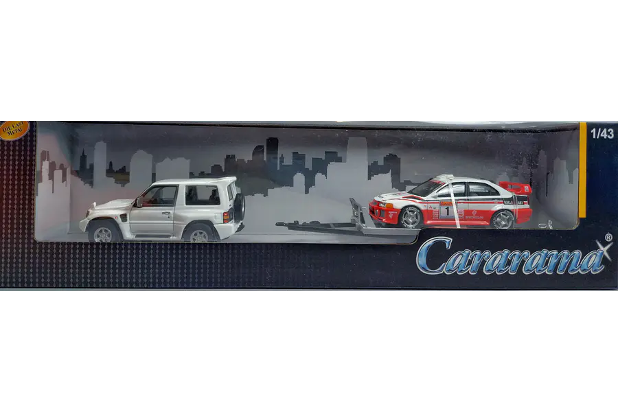 MITSUBISHI MONTERO CON MITSUBISHI LANCER , Escala 1/43, Marca Cararama