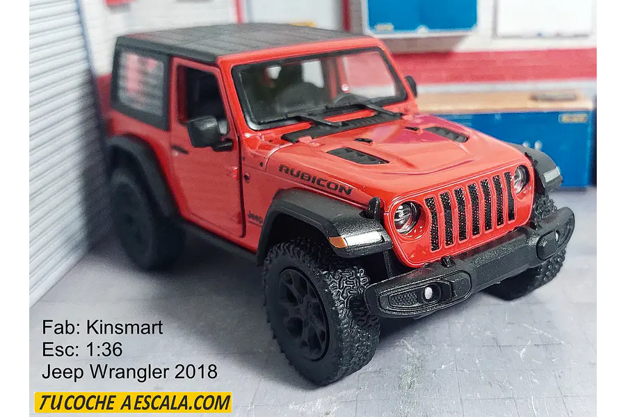 Jeep Wrangler 2018 rojo Kinsmart, Escala 1-36