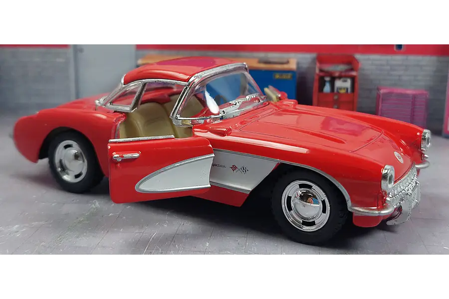 Chevrolet Corvette 1957 rojo, Kinsmart, Escala 1-36