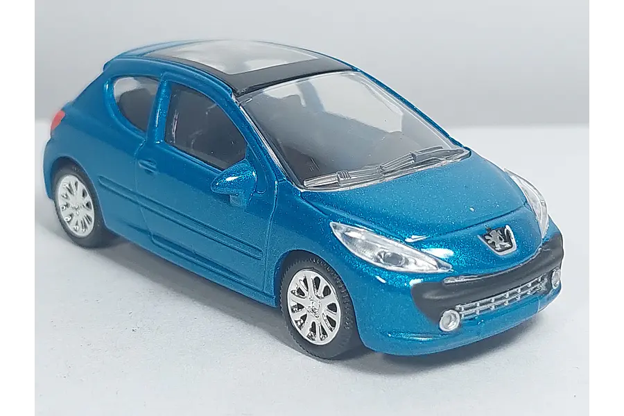 Peugeot 207 azul , Escala 1/64, Marca Norev 