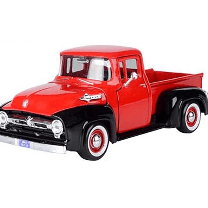 FORD F 100 1956, Escala 1/24 ROJA CON NEGRO EN CAJA 4