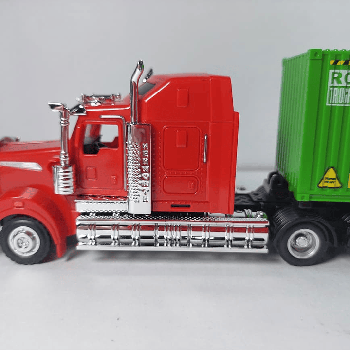 KENWORTH ROJA CONTENEDOR 1/50 MARCA HUINA 3