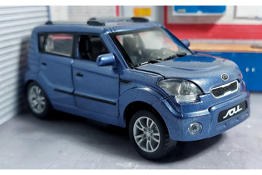 Kia soul, azul Escala 1/36 , marca china luces LED