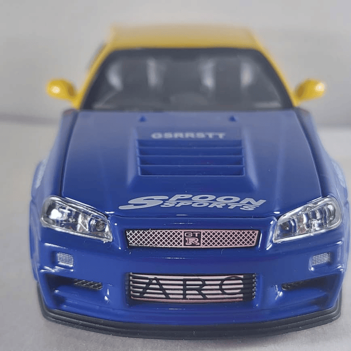 Nissan Skyline GT-R AZUL Y AMARILLO Escala 1-32 LEDS 5