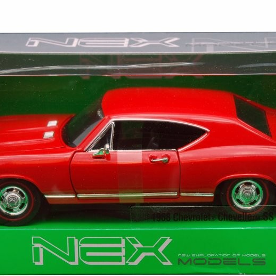 Chevrolet CHEVELLE ROJO 1968 Marca WELLY ESCALA 1/24 3