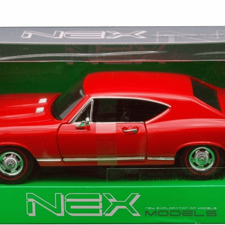 Chevrolet CHEVELLE ROJO 1968 Marca WELLY ESCALA 1/24 3