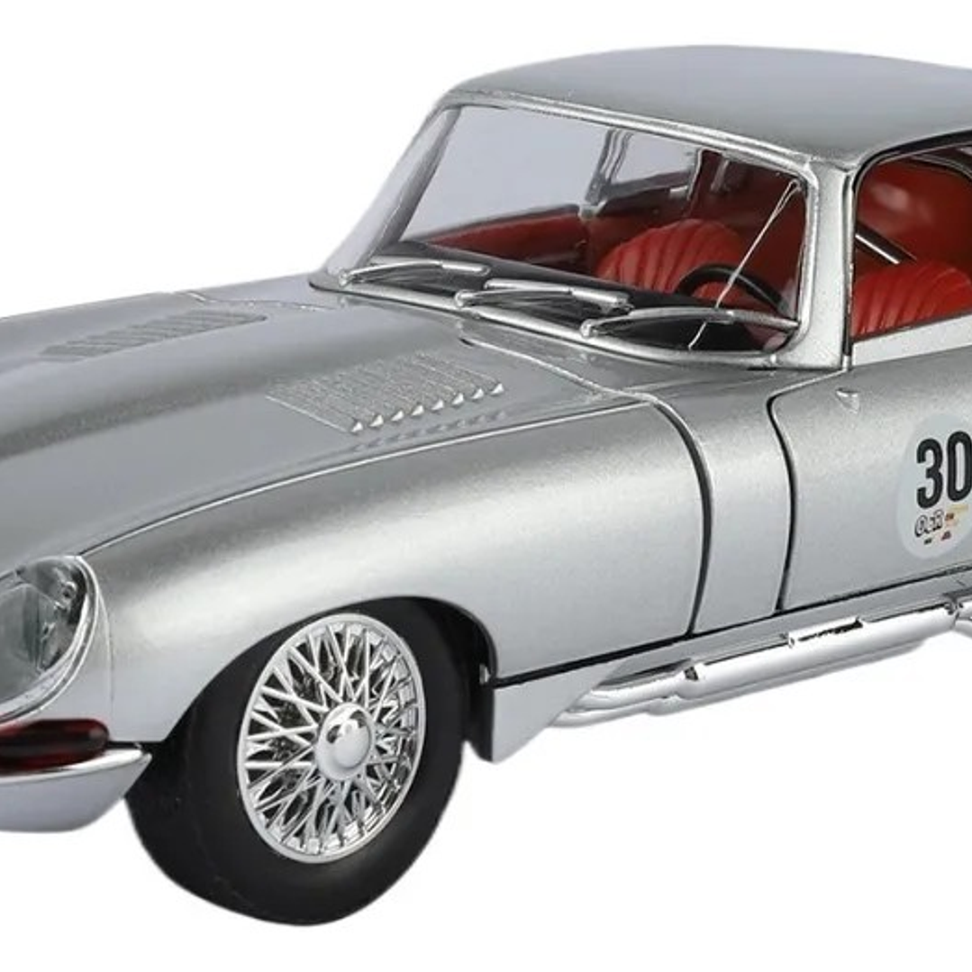 Jaguar E TYPE, PLATEADO Escala 1/24 MARCA CHINA LEDS- 1