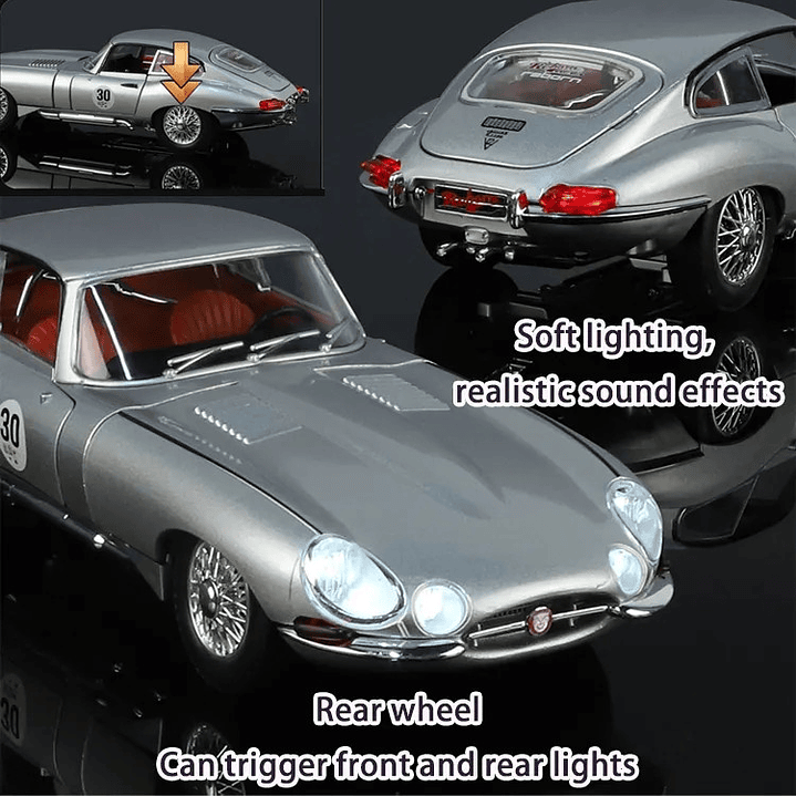 Jaguar E TYPE, PLATEADO Escala 1/24 MARCA CHINA LEDS- 2