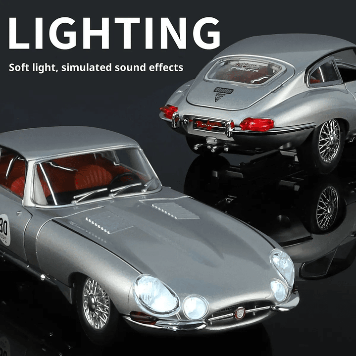 Jaguar E TYPE, PLATEADO Escala 1/24 MARCA CHINA LEDS- 3