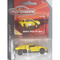 Bugatti Chiron pur sport Majorette escala 1/64 amarillo