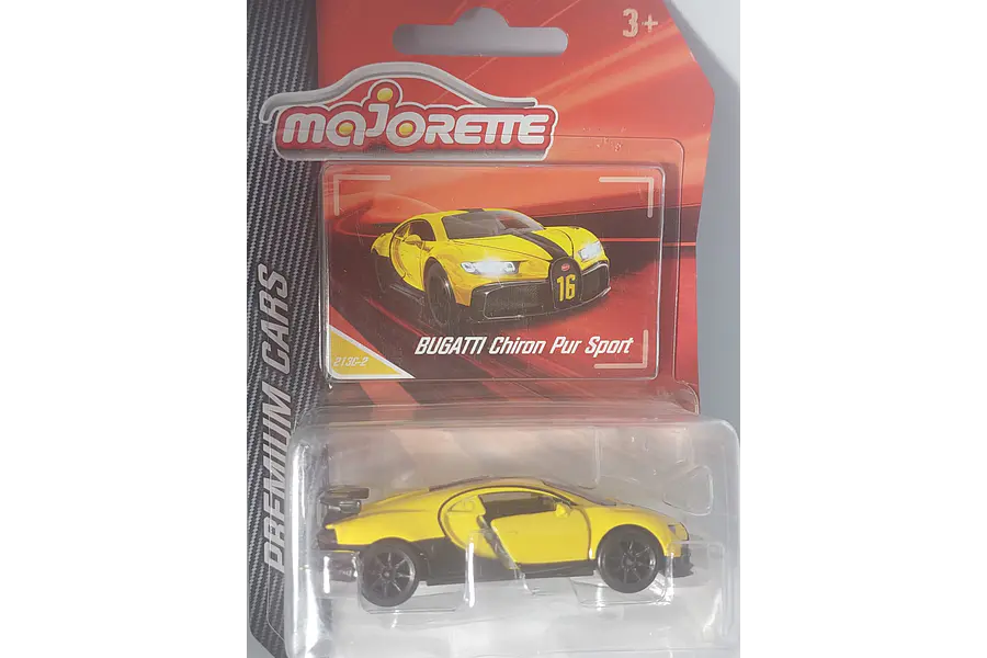Bugatti Chiron pur sport Majorette escala 1/64 amarillo