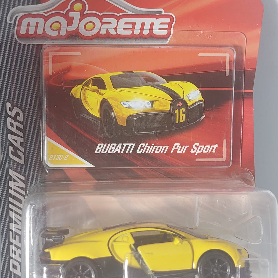 Bugatti Chiron pur sport Majorette escala 1/64 amarillo 1