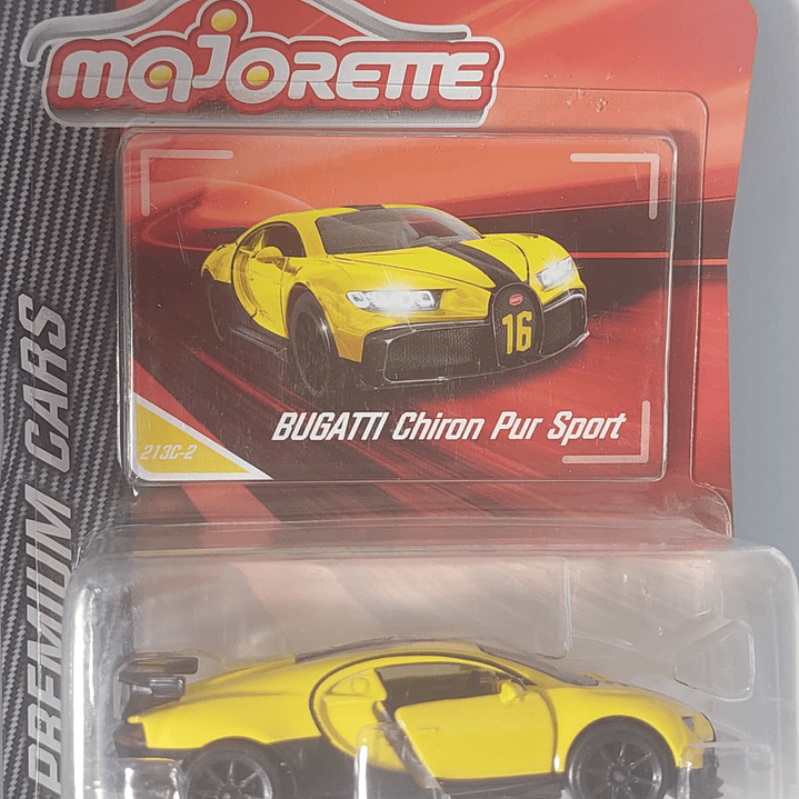 Bugatti Chiron pur sport Majorette escala 1/64 amarillo 1