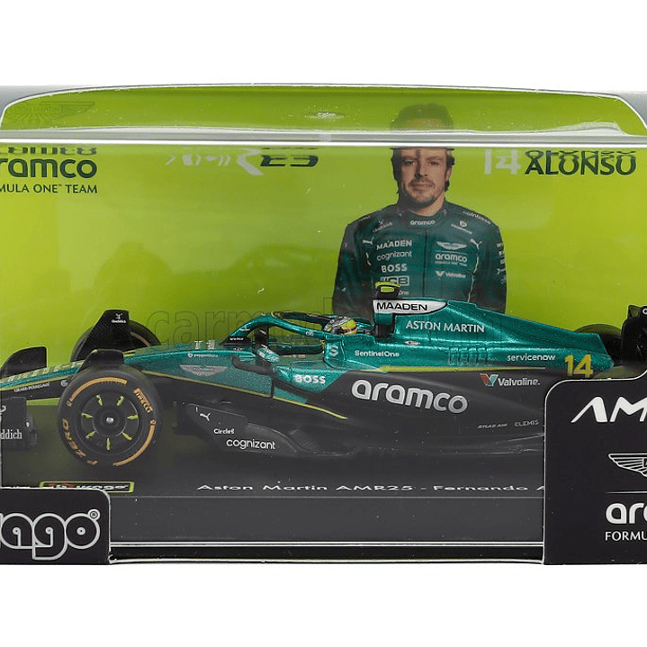 Aston Martin AMR 25, ALONSO Burago, 1-43 caja acrilica 2