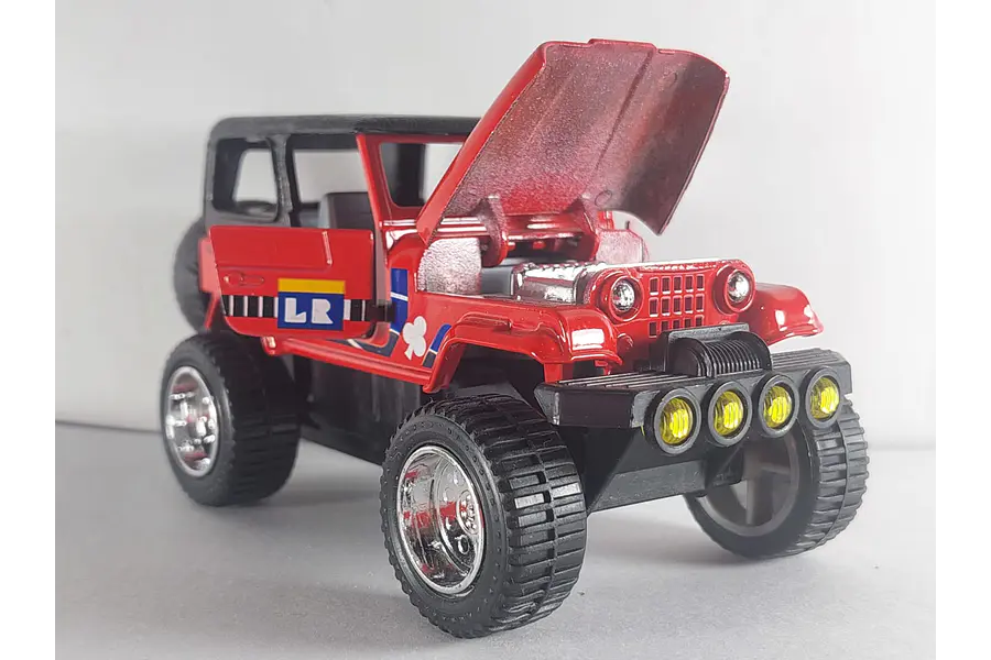 Jeep wrangler Escala 1/32, marca Sunny side ,rojo
