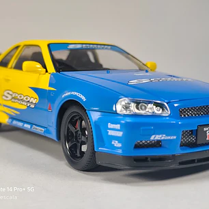 Nissan Skyline Gtr  ESCALA 1:24 MARCA JINLIFANG, AMARILLO 