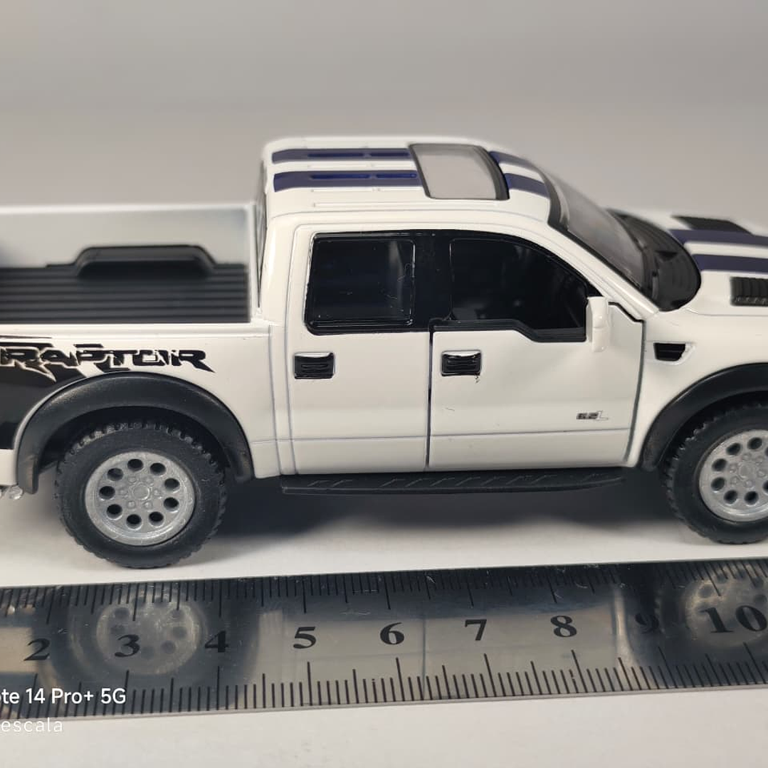 Ford F-150 Raptor 2013 blanca, Kinsmart, Escala 1-36 2