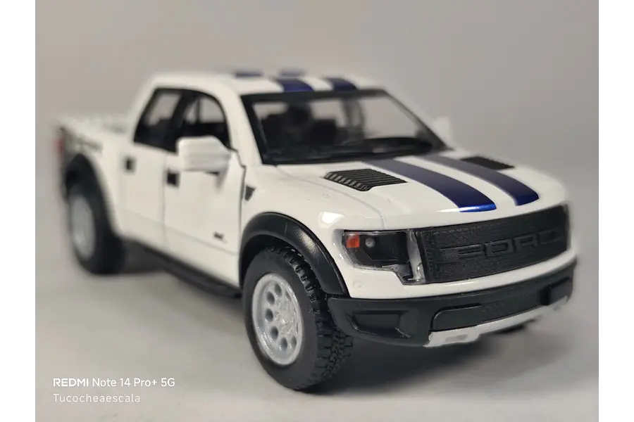 Ford F-150 Raptor 2013 blanca, Kinsmart, Escala 1-36