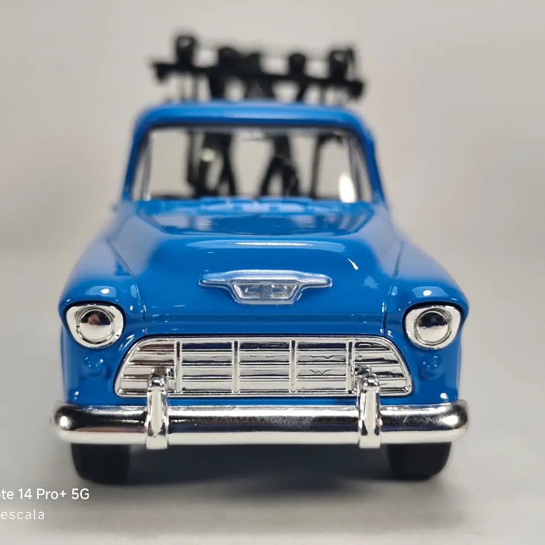 Grua Chevrolet Stepside Tow Truck 1955 Azul Carro A Escala Marca Welly 3