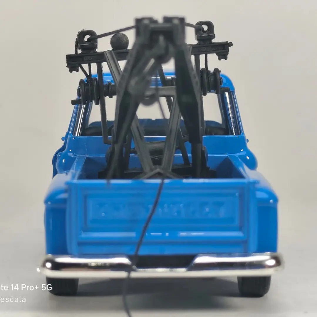 Grua Chevrolet Stepside Tow Truck 1955 Azul Carro A Escala Marca Welly 4