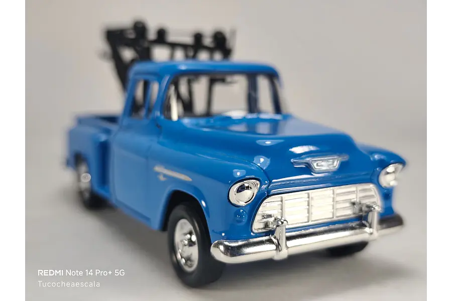 Grua Chevrolet Stepside Tow Truck 1955 Azul Carro A Escala Marca Welly