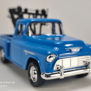 Grua Chevrolet Stepside Tow Truck 1955 Azul Carro A Escala Marca Welly
