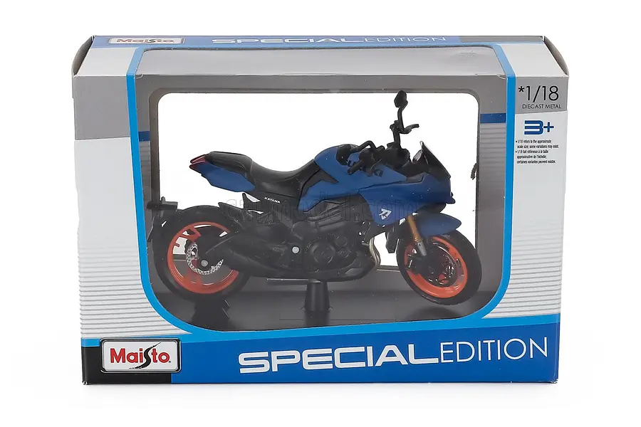 Moto Suzuki KATANA con BASE, Escala 1/18 MAISTO