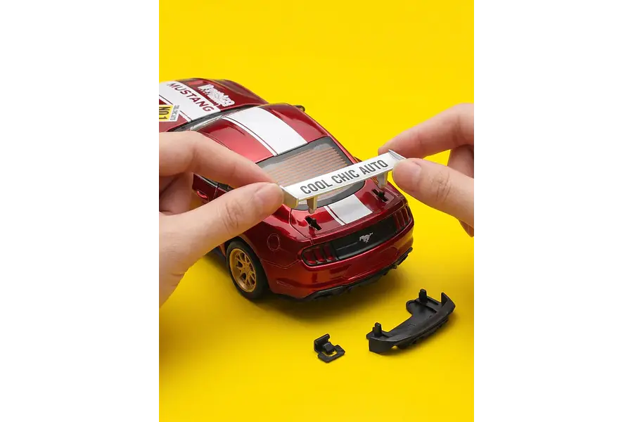 Ford Mustang GT 2018 1/43 ROJO CON ACCESORIOS PARA DETAILING