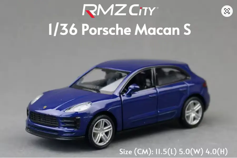 PORSCHE MACAN S AZUL  Escala 1/36, MARCA RMZ