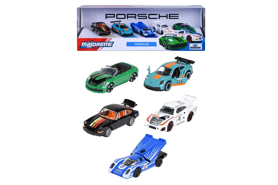SET PORSCHE INCLUYE 911 CARRERA RS + 935 K3 + 911 GT3 CUP + CARRERA S + 917K MAJORETTE 1/64