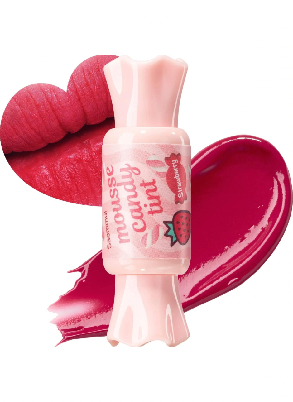 Tinte labial “Candy Lip Tint Mousse” Strawberry - The Saem