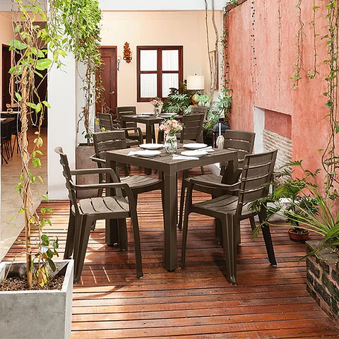 Combo Comedor Barú, 1 Mesa, 4 Sillas Con Brazos