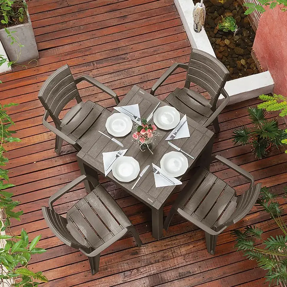 Combo Comedor Barú, 1 Mesa, 4 Sillas Con Brazos 4