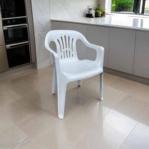 Silla Plástica con Brazos Costa Rica Blanca Perla