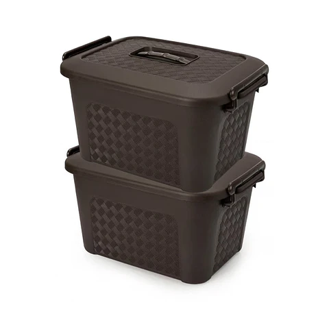 Caja Plástica Organizadora de 40 Litros con Tapa Renacer Café