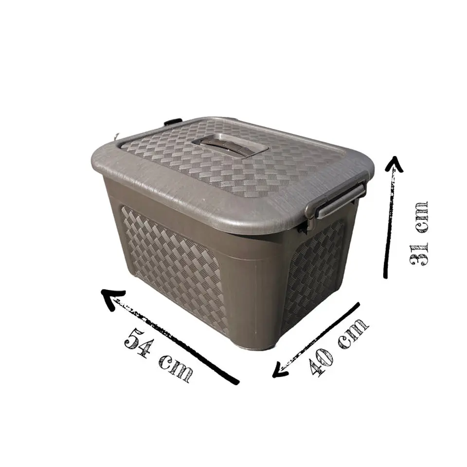 Caja Plástica Organizadora de 40 Litros con Tapa Renacer Café 4