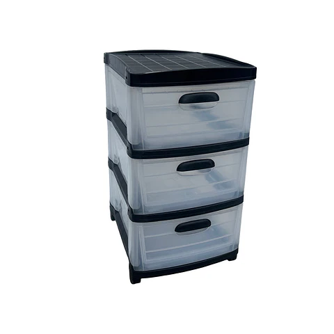 Cajonera Plástica Transparente de 3 Gavetas