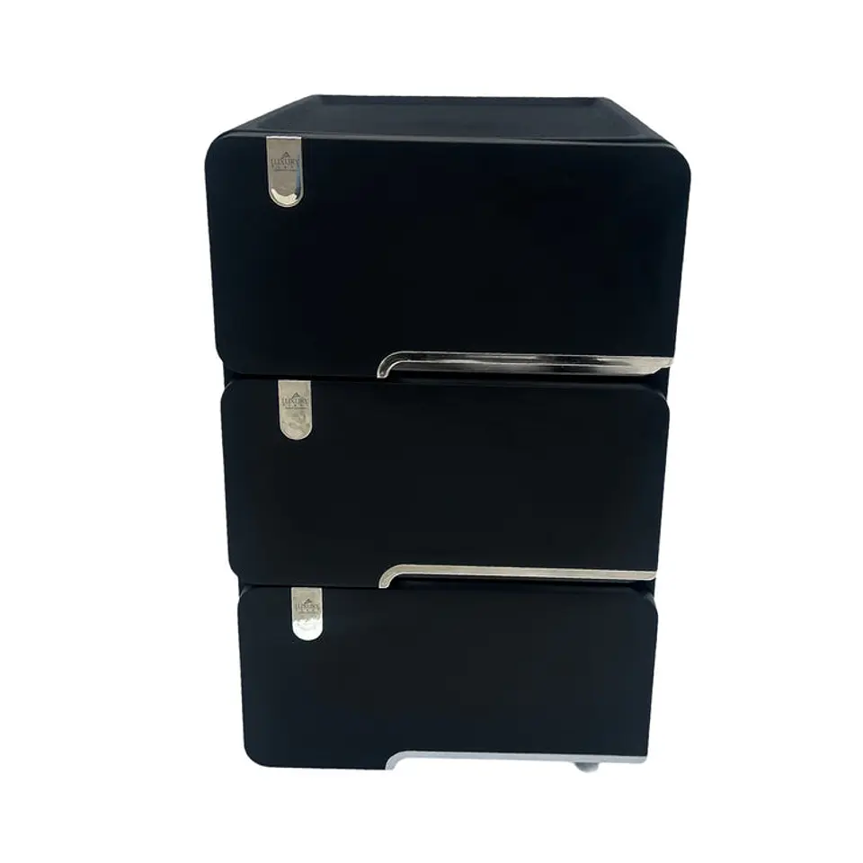 Cajonera plástica Delux 3 Gavetas Negra 3