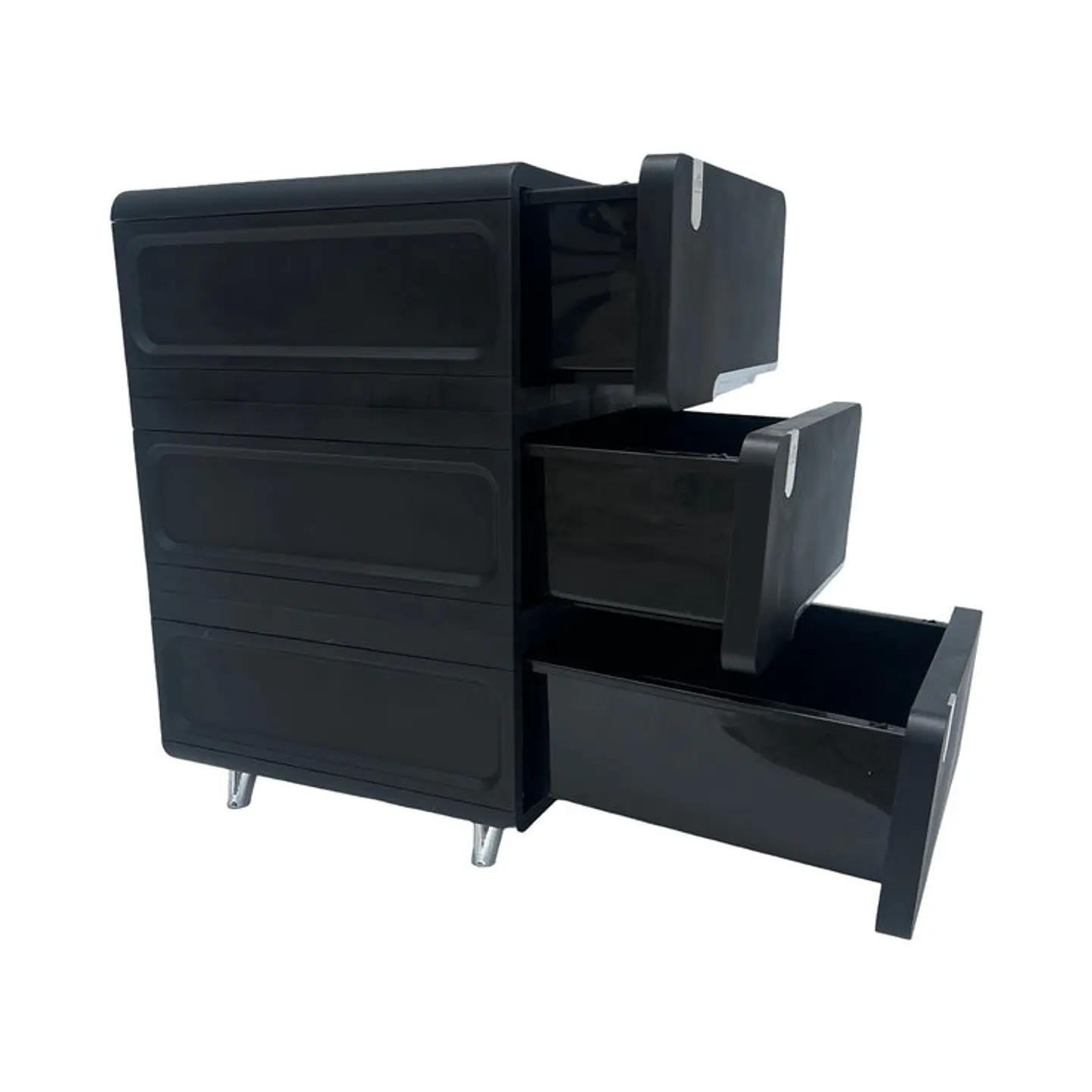 Cajonera plástica Delux 3 Gavetas Negra 4