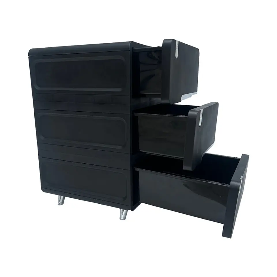 Cajonera plástica Delux 3 Gavetas Negra 4
