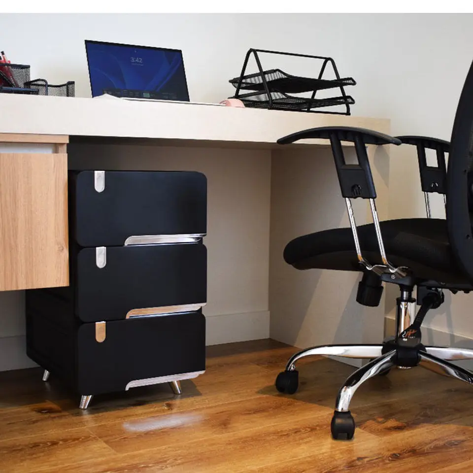 Cajonera plástica Delux 3 Gavetas Negra 6