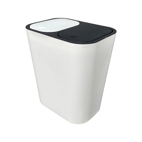 Caneca de basura / Papelera Blanca de 20 litros Push con Doble Compartimiento