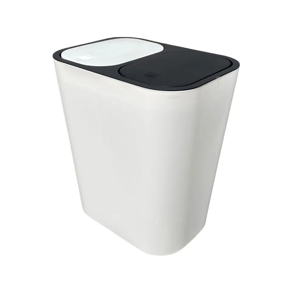 Caneca de basura / Papelera Blanca de 20 litros Push con Doble Compartimiento 3