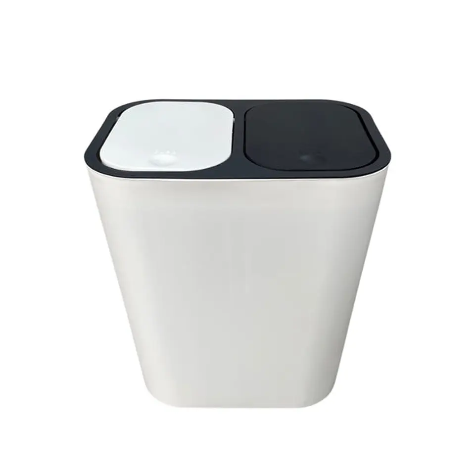 Caneca de basura / Papelera Blanca de 20 litros Push con Doble Compartimiento 7