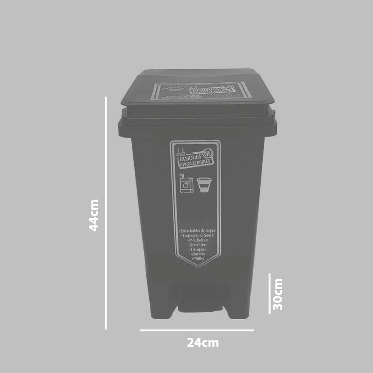 Caneca de basura / Papelera negra de 20 litros con pedal 4