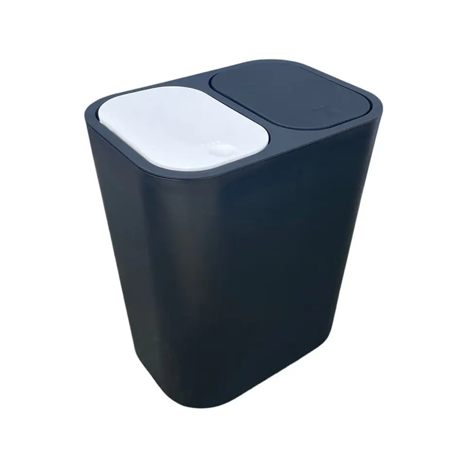 Caneca de basura / Papelera Negra de 20 litros Push con Doble Compartimiento 4